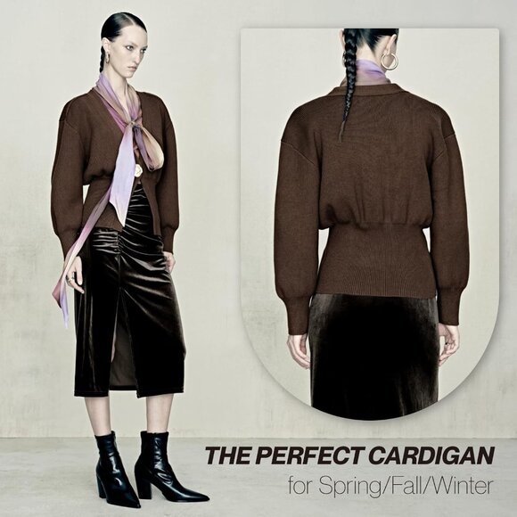 Women Knitted Cardigan V-Neck Long Sleeve Lightweight Button Down Outwear - Picture 4 of 6